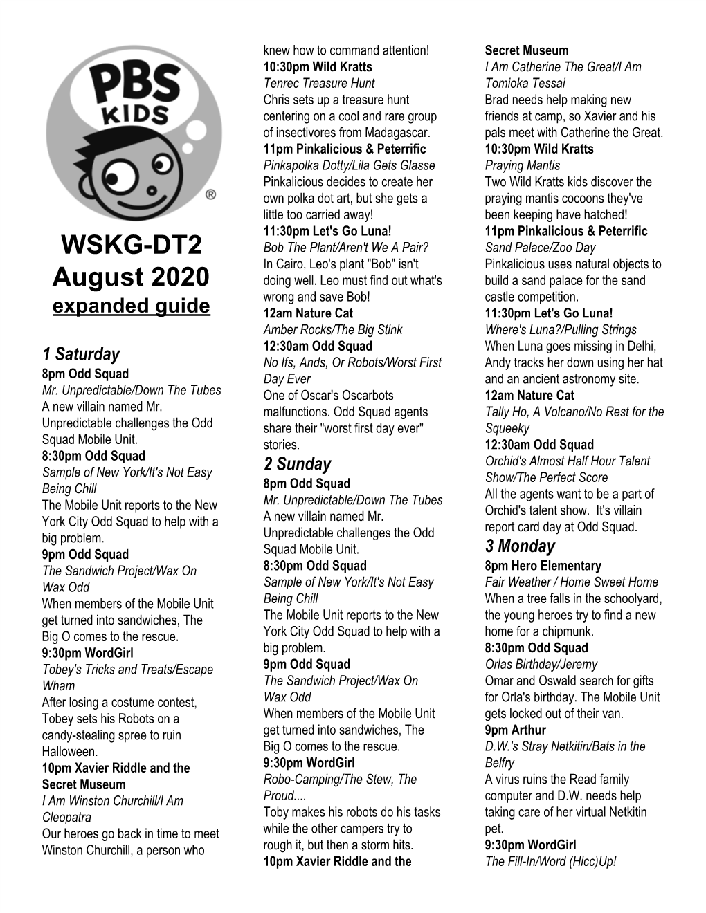 WSKG-DT2 August 2020