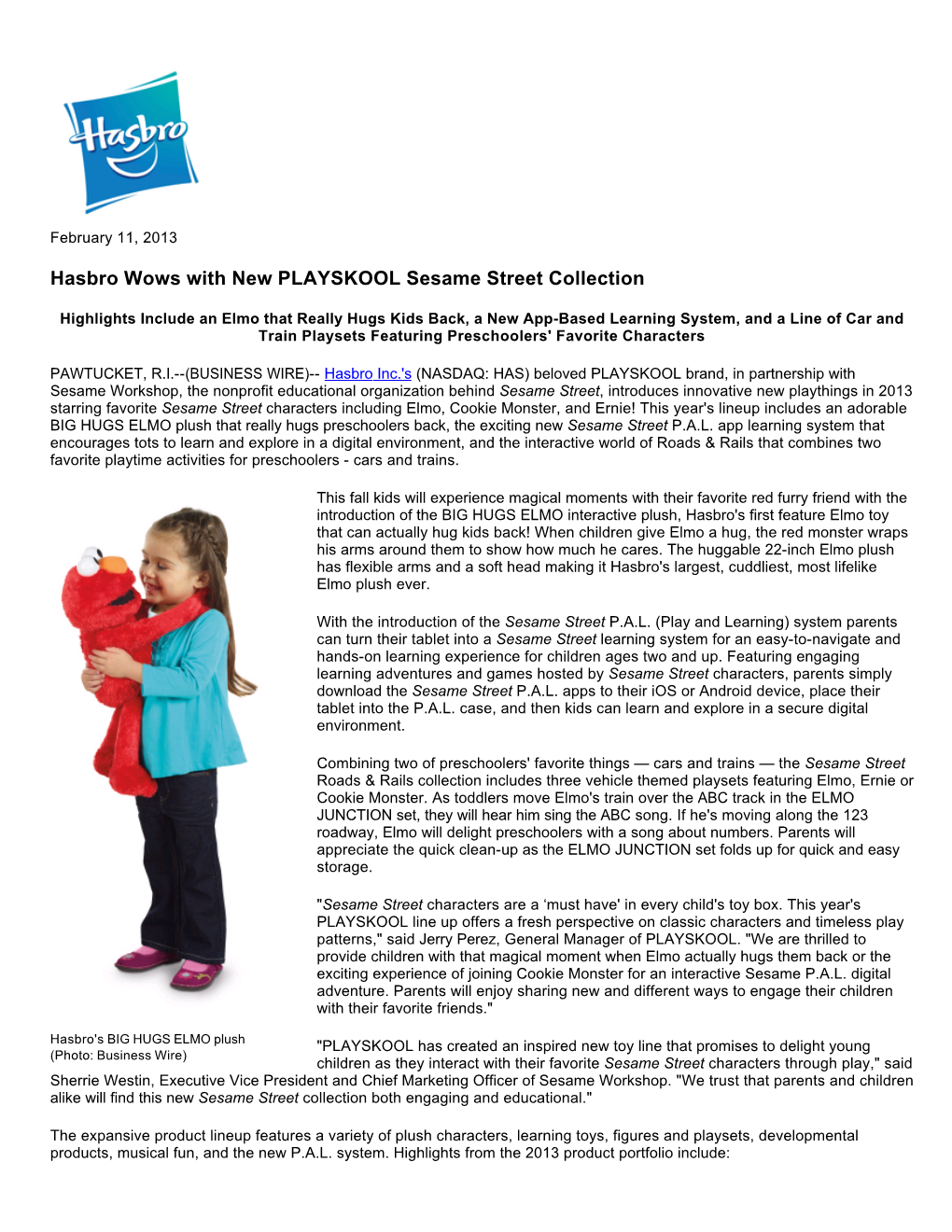 Hasbro Wows with New PLAYSKOOL Sesame Street Collection