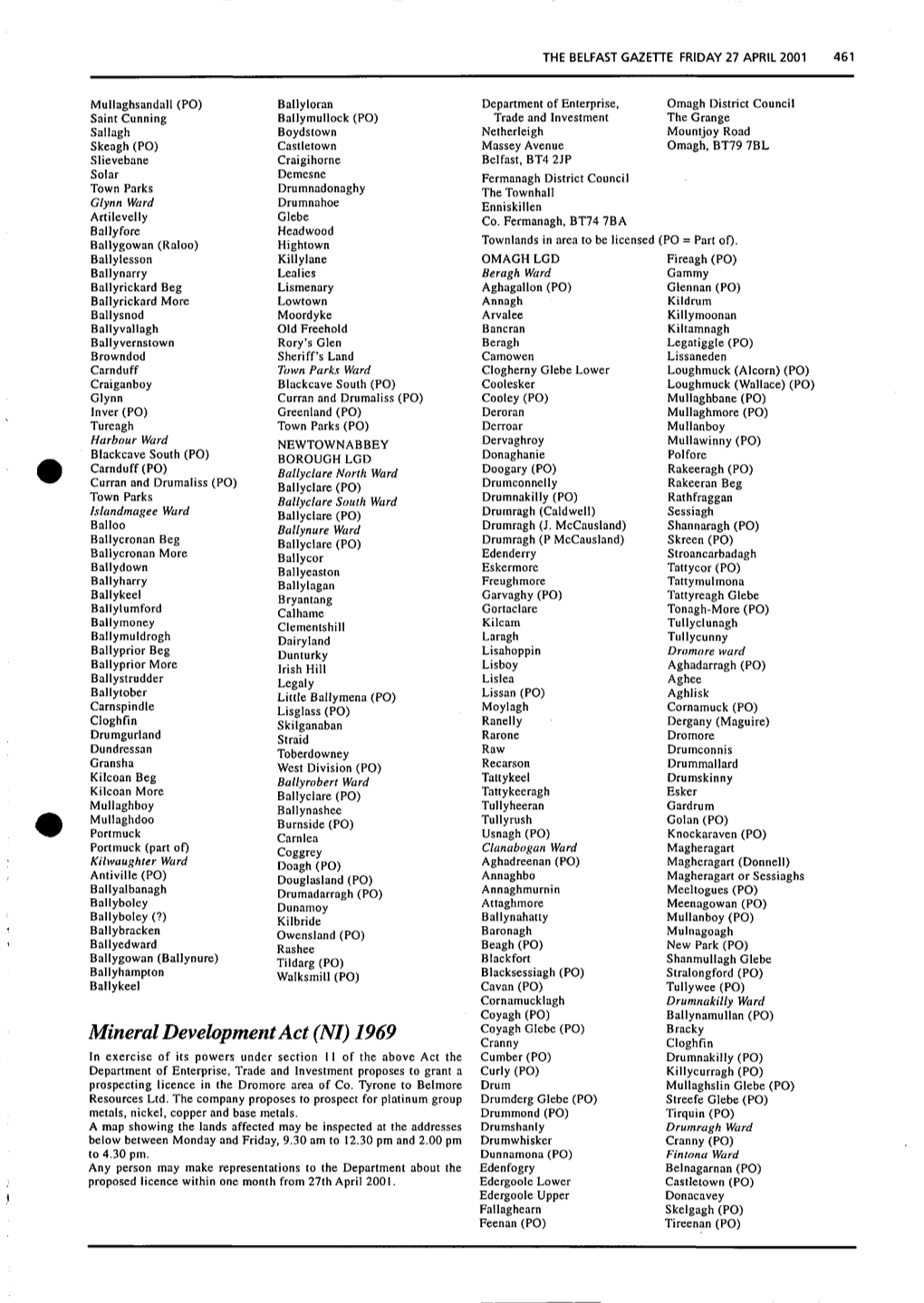 Mineral Development Act (NI) 1969