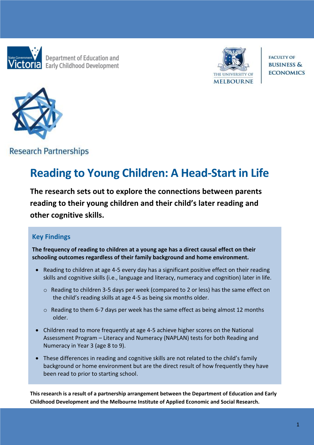 Reading to Young Children: a Head-Start in Life