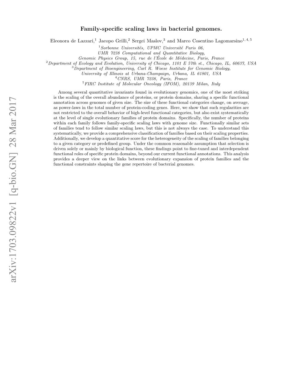 Arxiv:1703.09822V1 [Q-Bio.GN] 28 Mar 2017 2