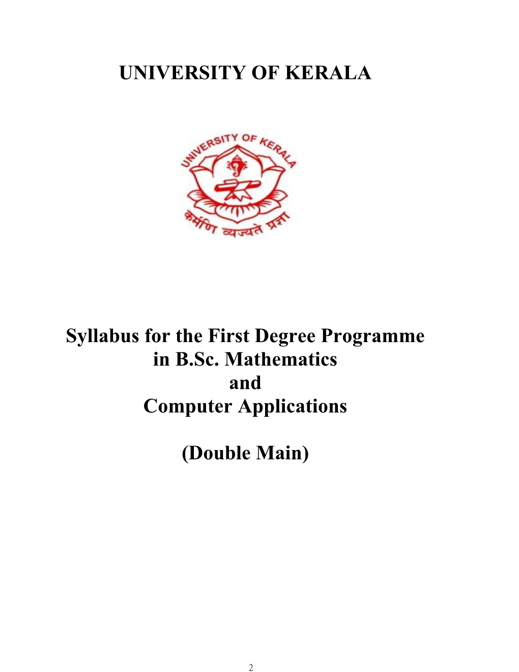 Syllabus for the First Degree Programme in B.Sc. Mathematics and Computer Applications
