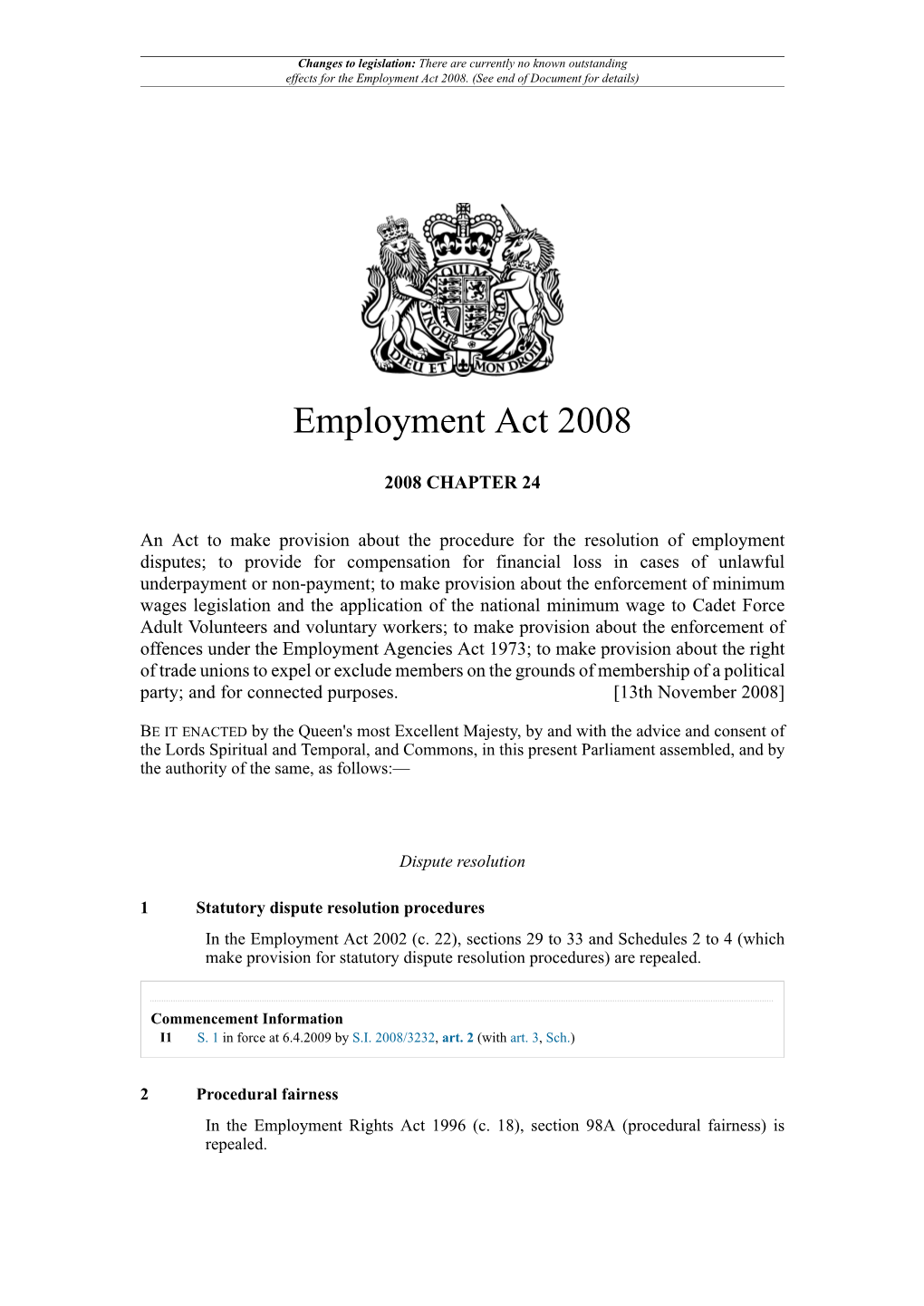 Employment Act 2008