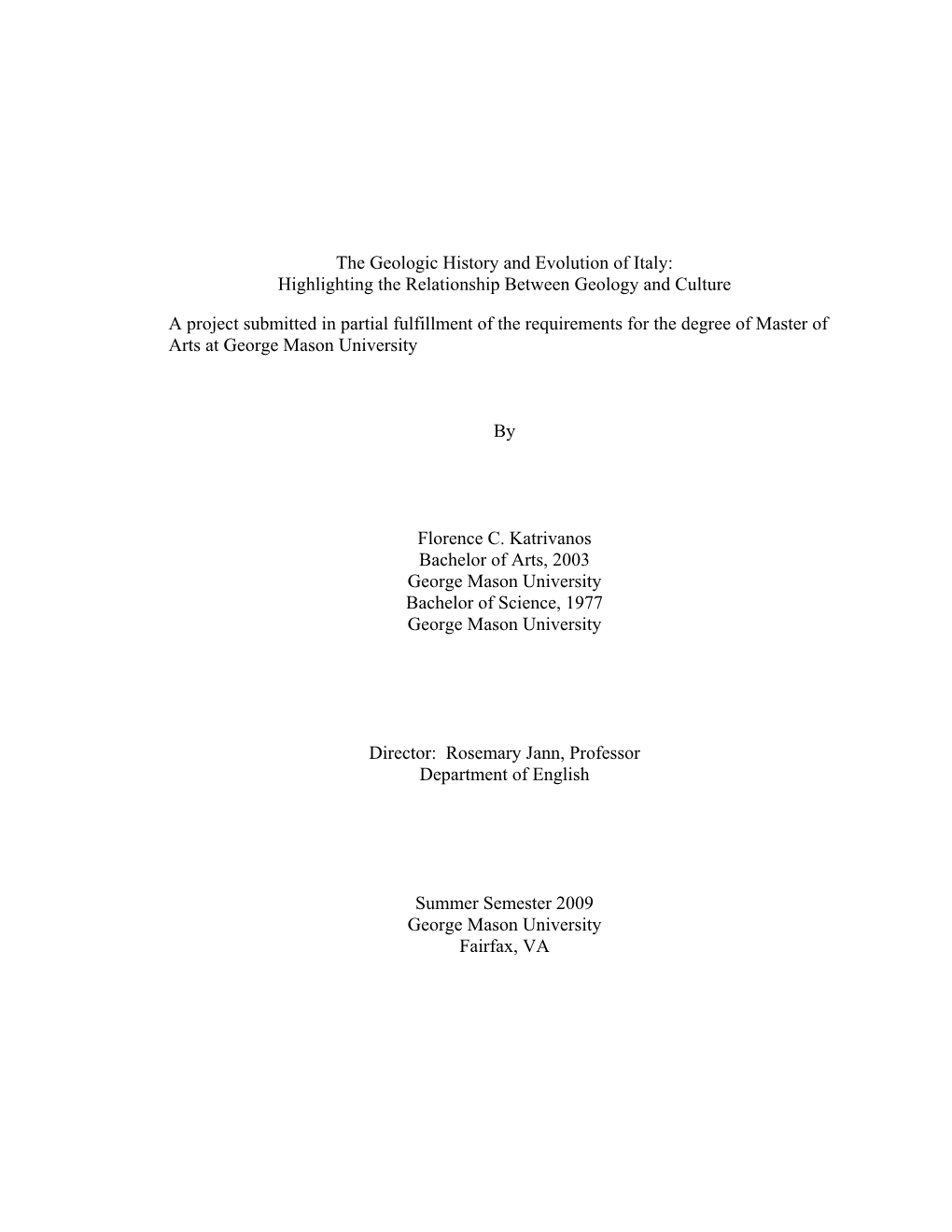 Cover Page of Thesis, Project, Or Dissertation Proposal