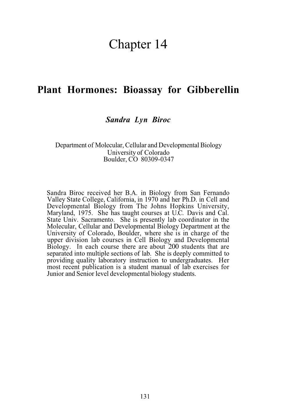 Plant Hormones: Bioassay for Gibberellin