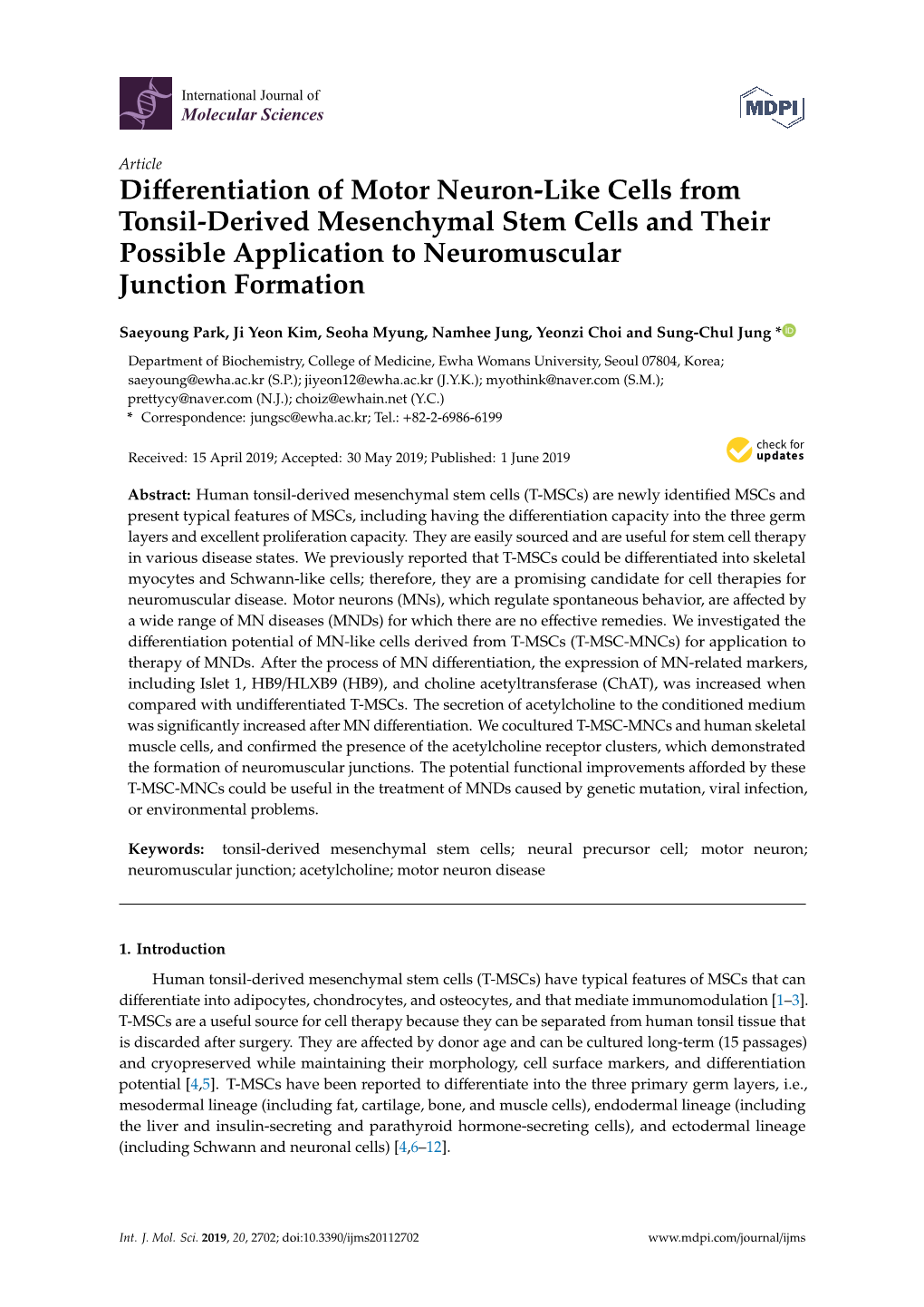 Differentiation of Motor Neuron-Like Cells from Tonsil-Derived