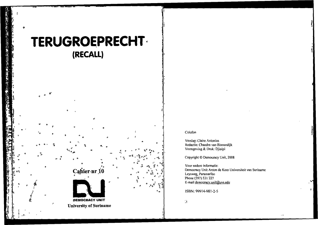 M .Mr 3 I * Ii TERUGROEPRECHT ( RECALL