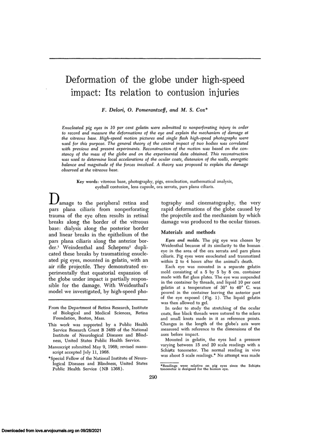 Deformation of the Globe Under High-Speed Impact: Its Relation to Contusion Injuries