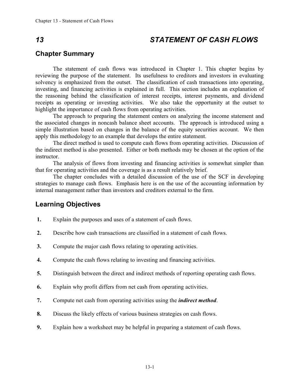 Chapter 13 - Statement of Cash Flows