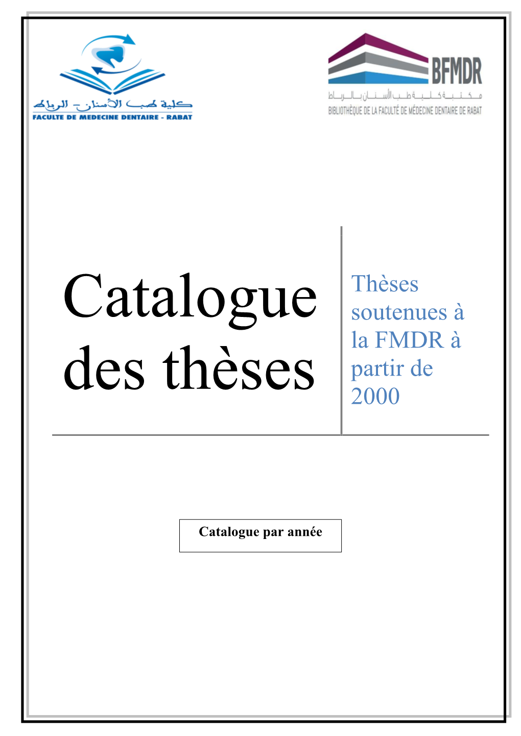 Catalogue Des Thèses