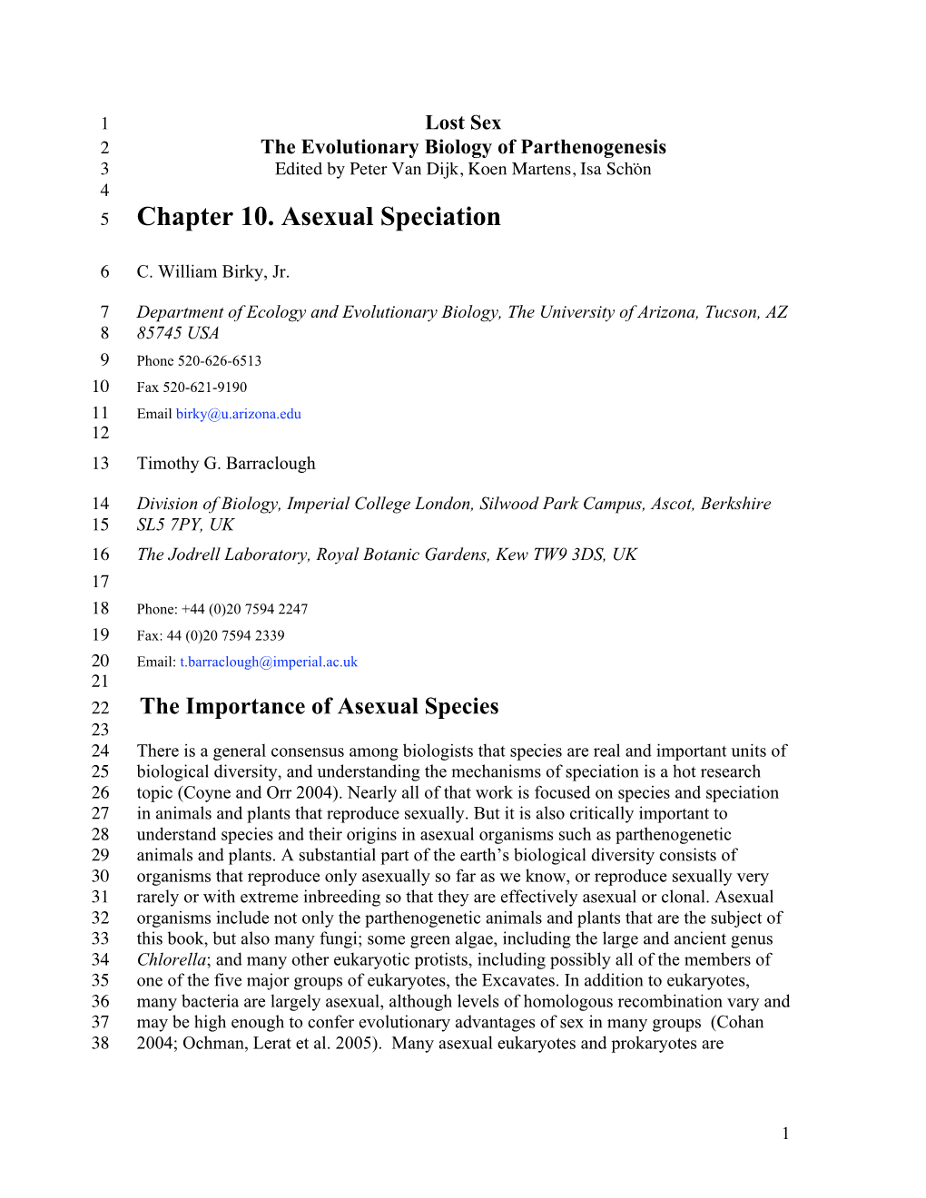 Chapter 10. Asexual Speciation