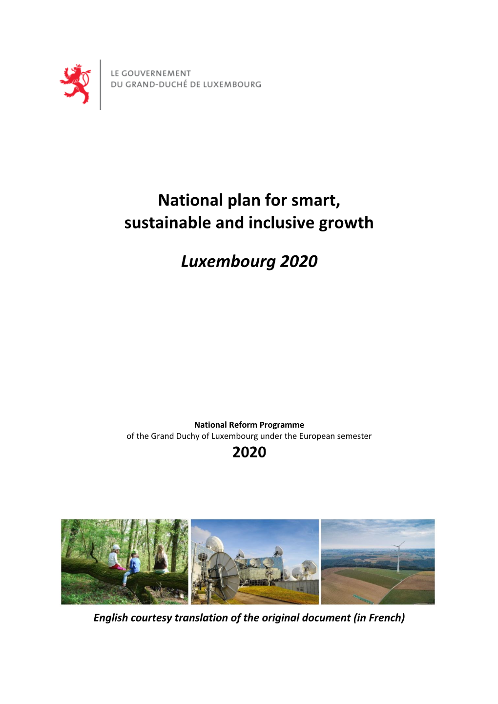 National Plan for Smart, Sustainable and Inclusive Growth Luxembourg 2020