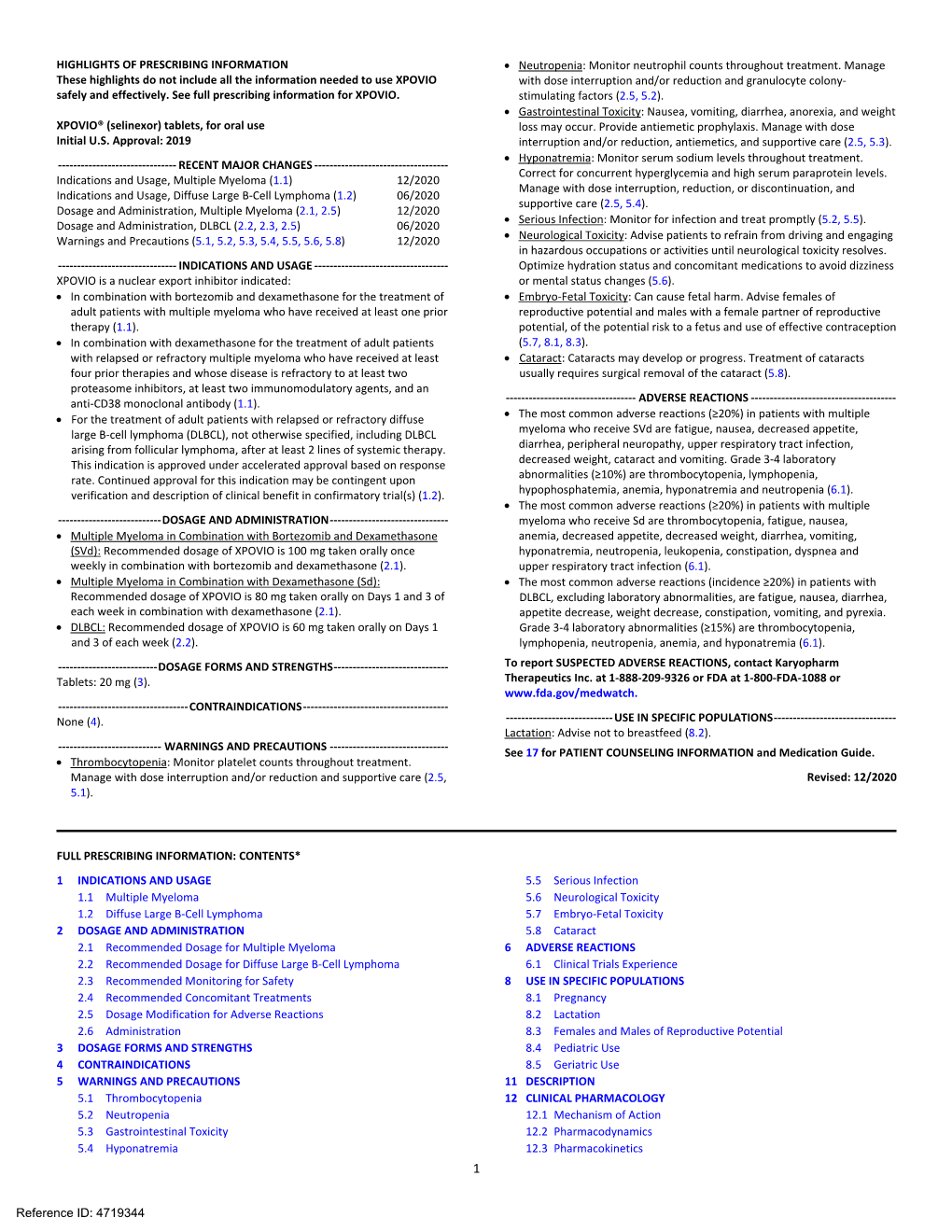 Labeling Sections:  Thrombocytopenia [See Warnings and Precautions (5.1)]