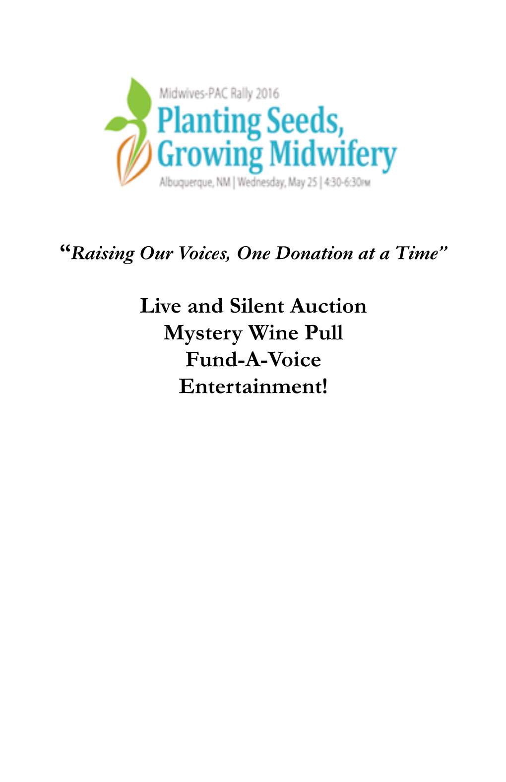 Live and Silent Auction Mystery Wine Pull Fund-A-Voice Entertainment! Greetings