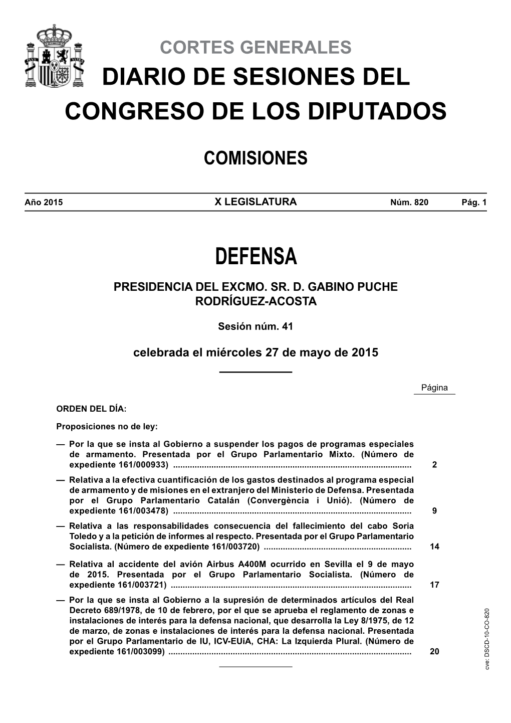 Diario De Sesiones De La Comisión De Defensa