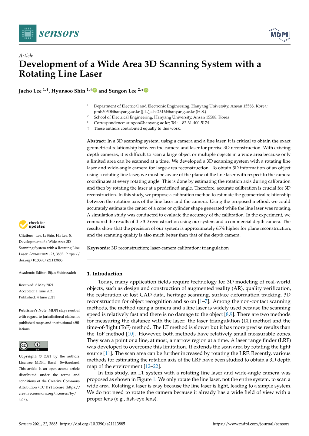 Development of a Wide Area 3D Scanning System with a Rotating Line Laser