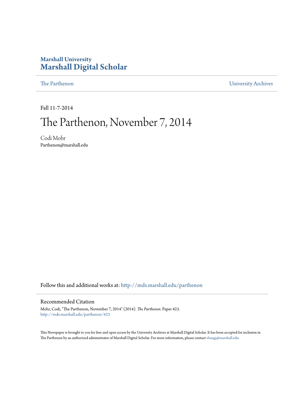 The Parthenon, November 7, 2014