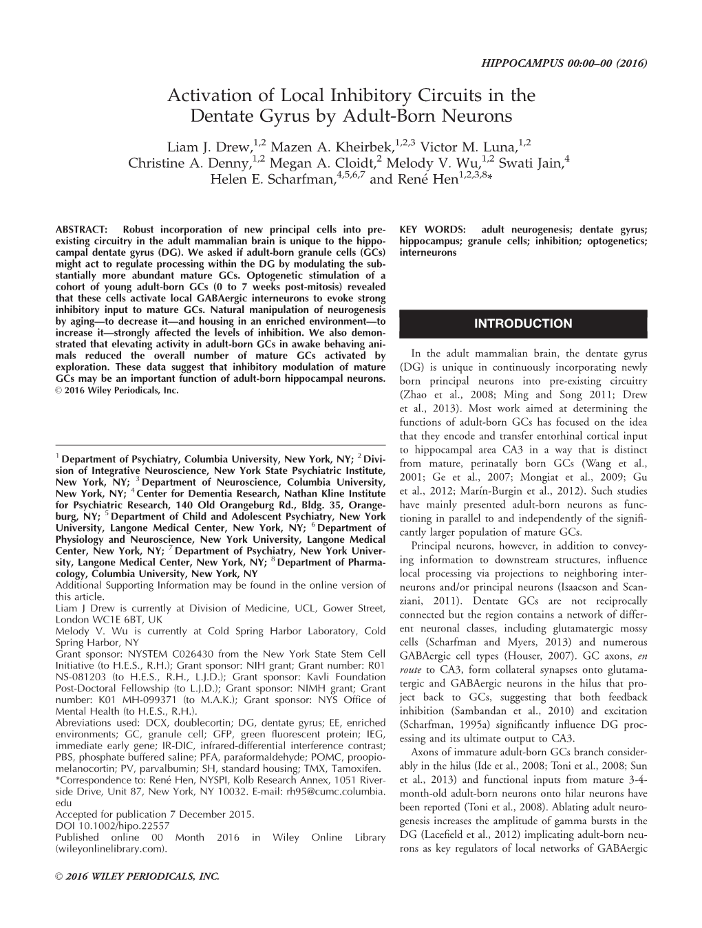 Activation of Local Inhibitory Circuits in the Dentate Gyrus by Adult&#8208