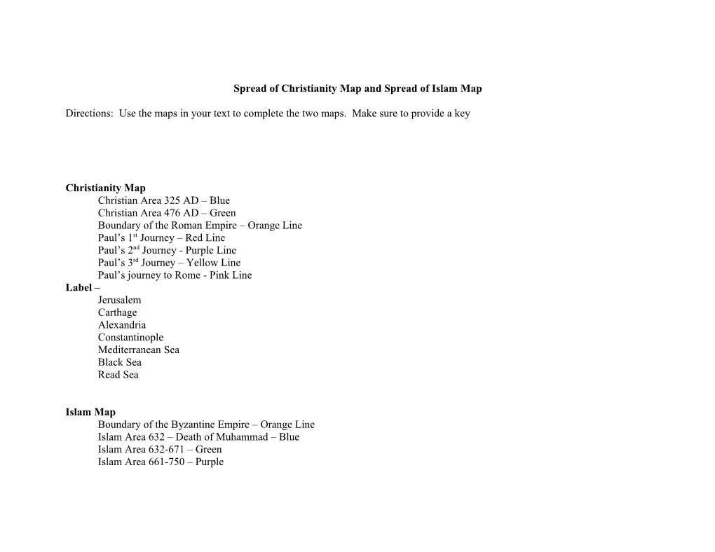 Spread of Christianity Map and Spread of Islam Map