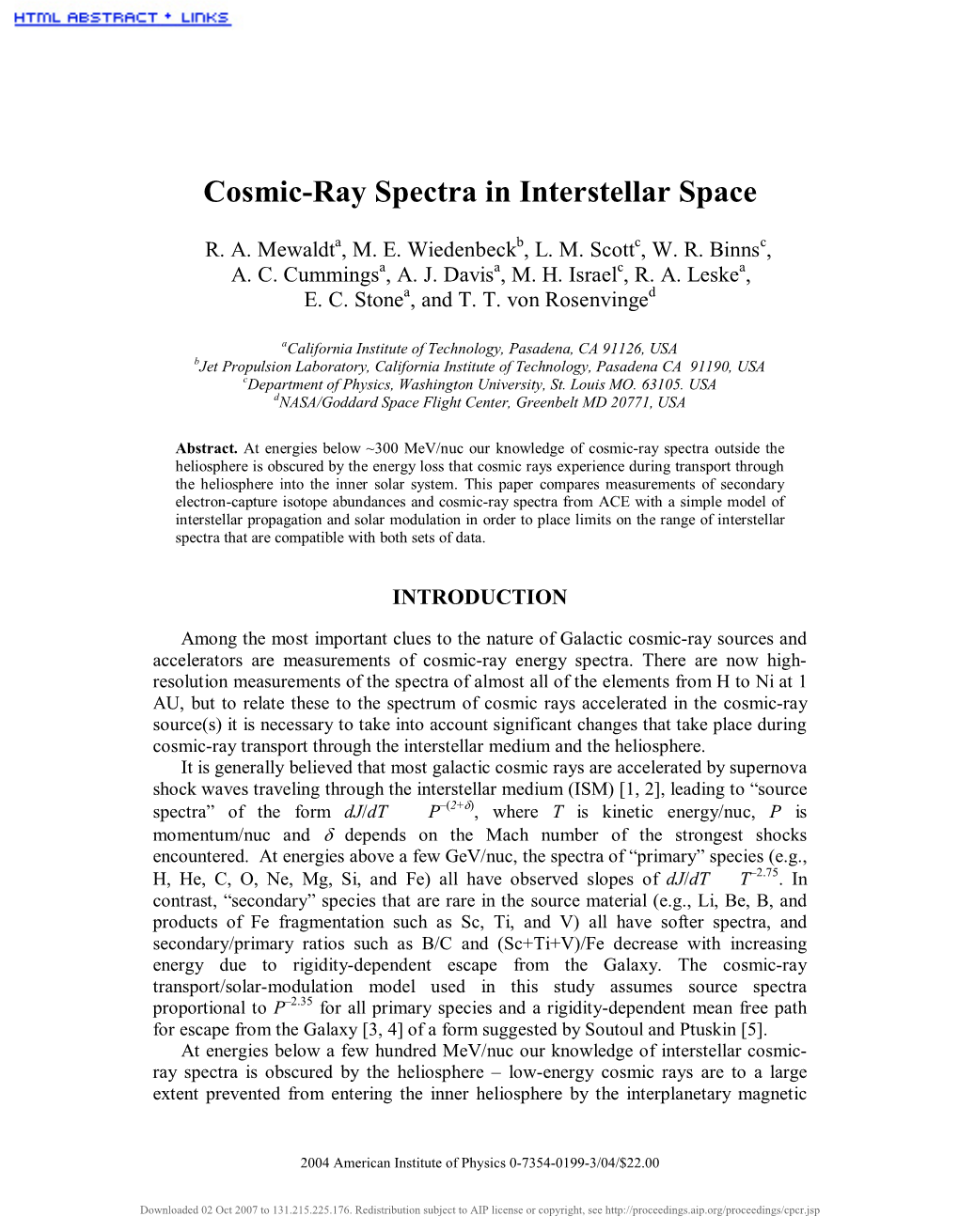 Cosmic-Ray Spectra in Interstellar Space