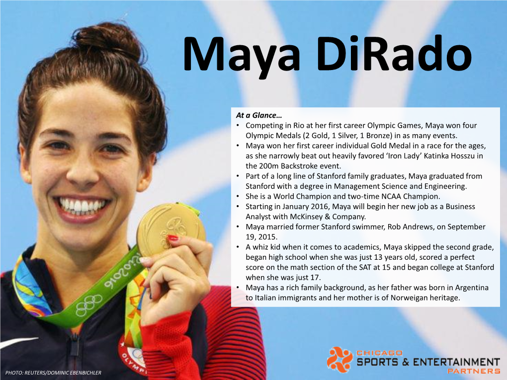 Competing in Rio at Her First Career Olympic Games, Maya Won Four Olympic Medals (2 Gold, 1 Silver, 1 Bronze) in As Many Events