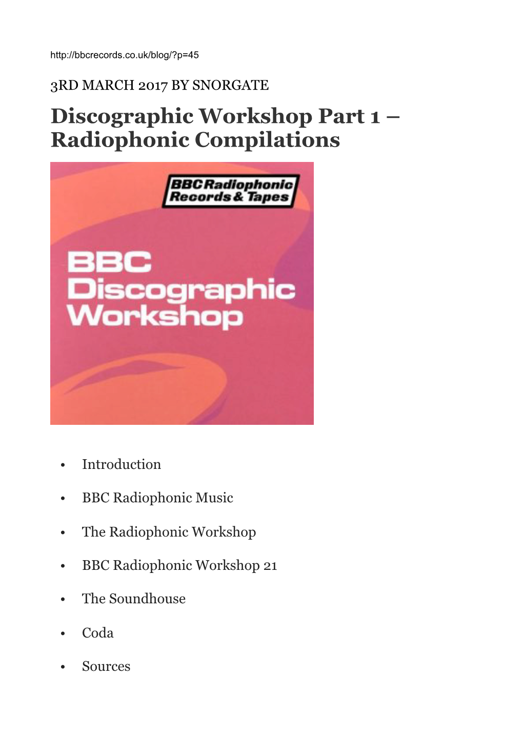 Discographic Workshop Part 1 – Radiophonic Compilations