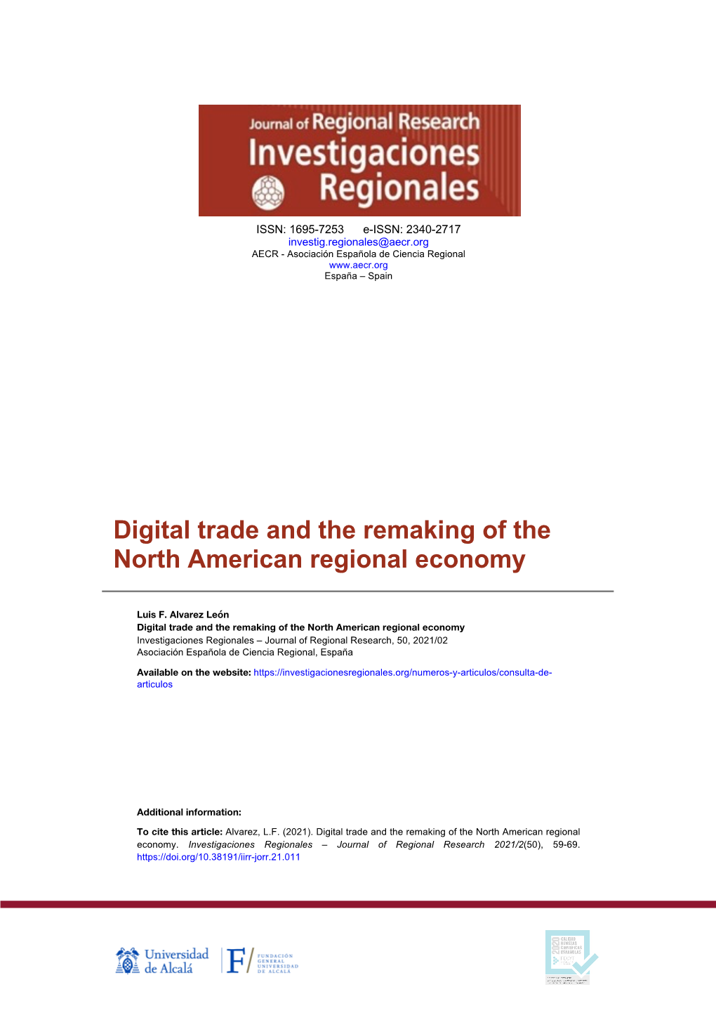 Digital Trade and the Remaking of the North American Regional Economy