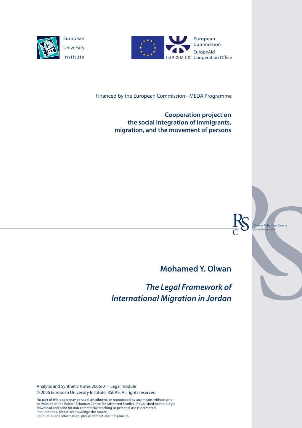 The Legal Framework of International Migration in Jordan