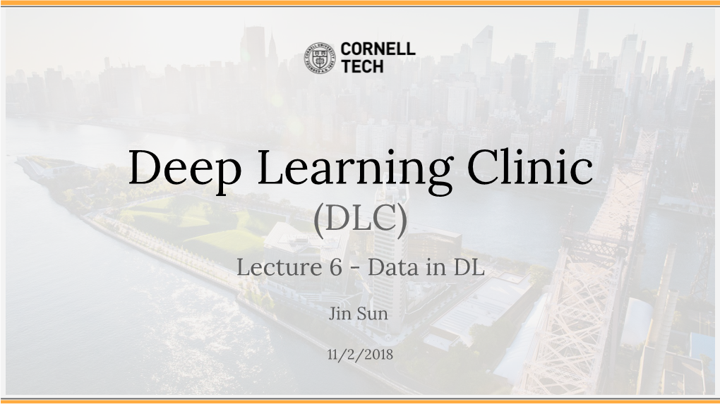 Deep Learning Clinic (DLC) Lecture 6 - Data in DL