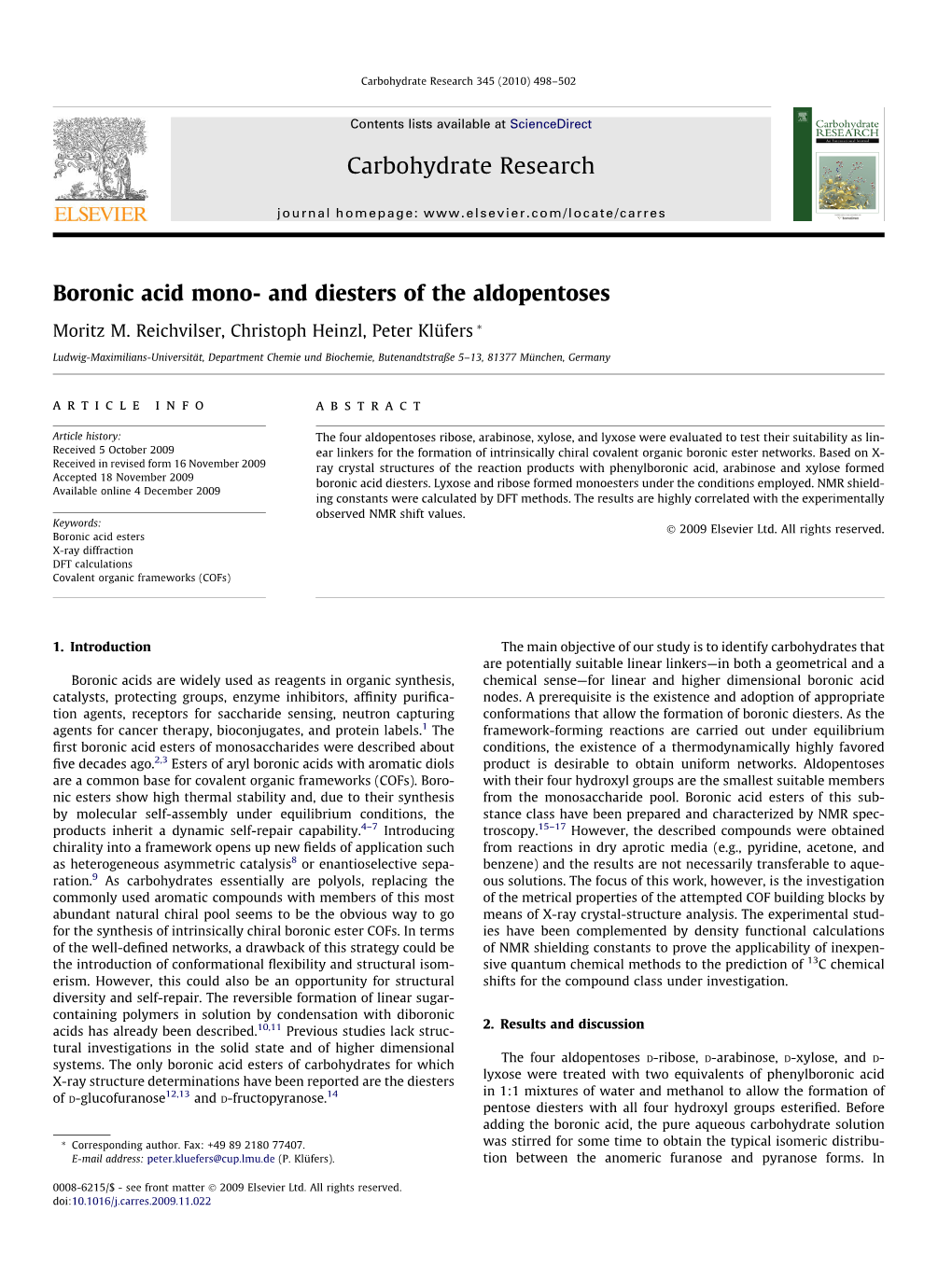 Boronic Acid Mono- and Diesters of the Aldopentoses