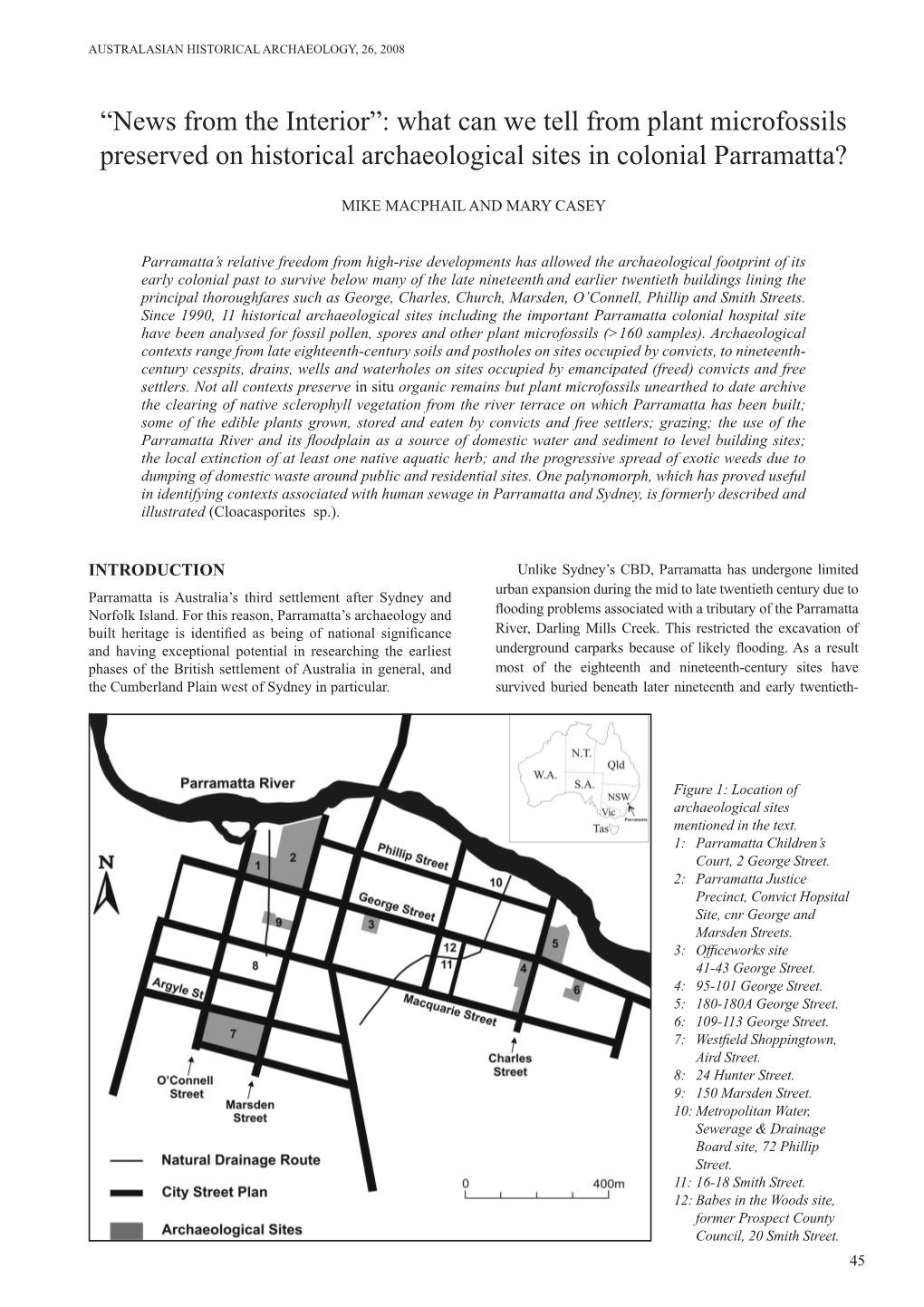 News from the Interior”: What Can We Tell from Plant Microfossils Preserved on Historical Archaeological Sites in Colonial Parramatta?