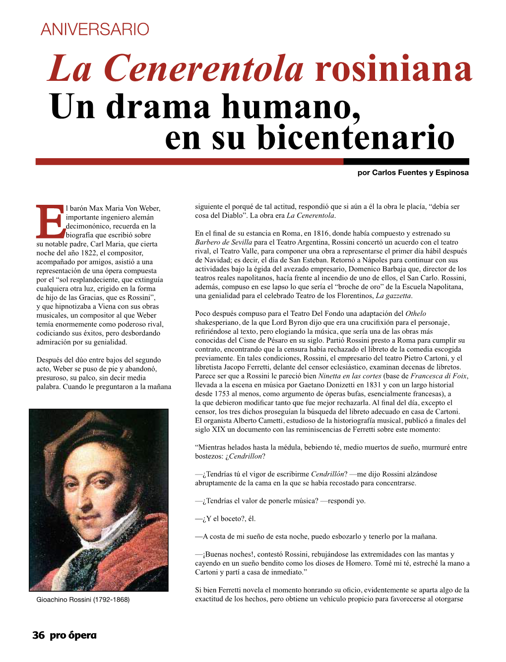 La Cenerentola Rosiniana Un Drama Humano, En Su Bicentenario
