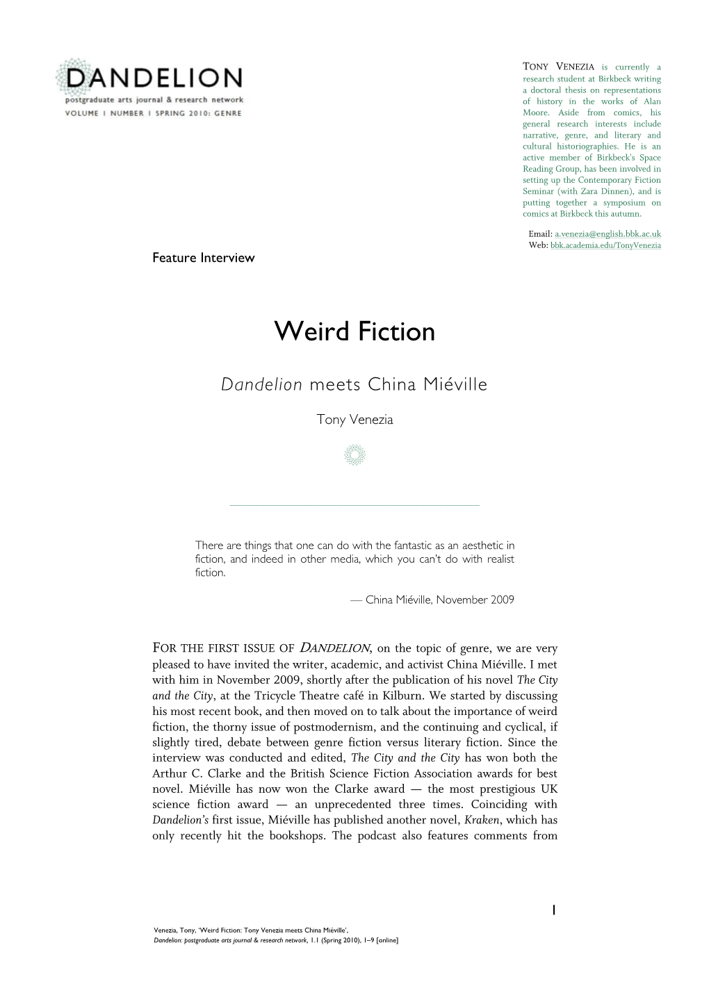 Weird Fiction