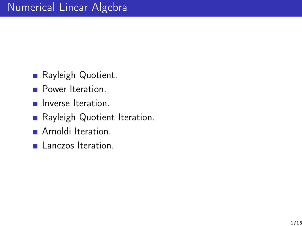 Numerical Linear Algebra