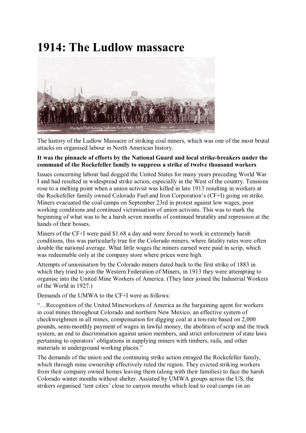 1914: the Ludlow Massacre