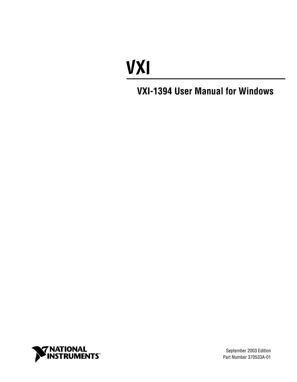 Archived: VXI-1394 User Manual for Windows