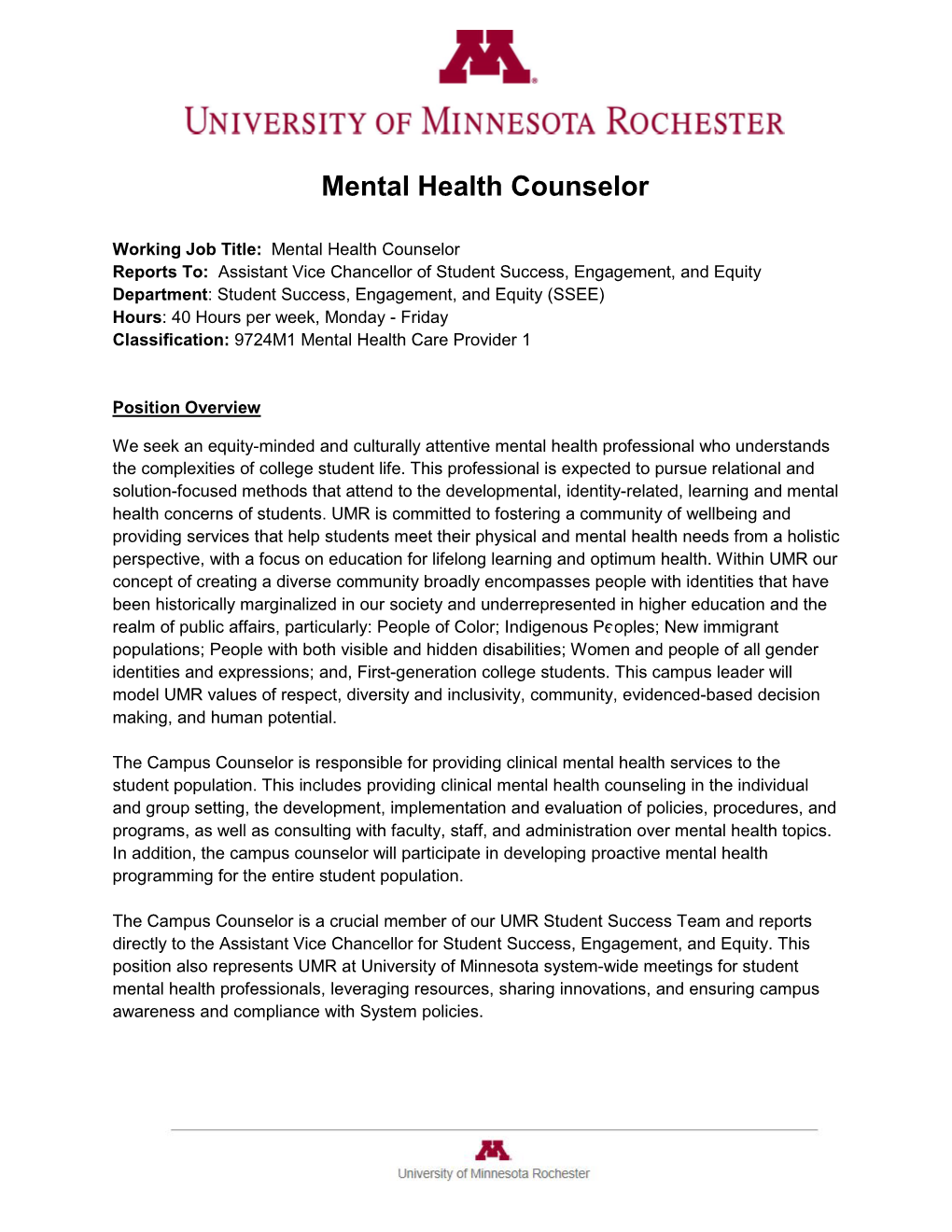 Mental Health Counselor