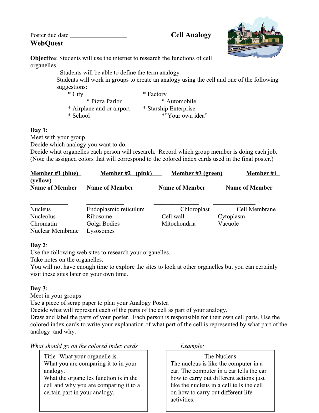 Objective: Students Will Use the Internet to Research the Functions of Cell Organelles