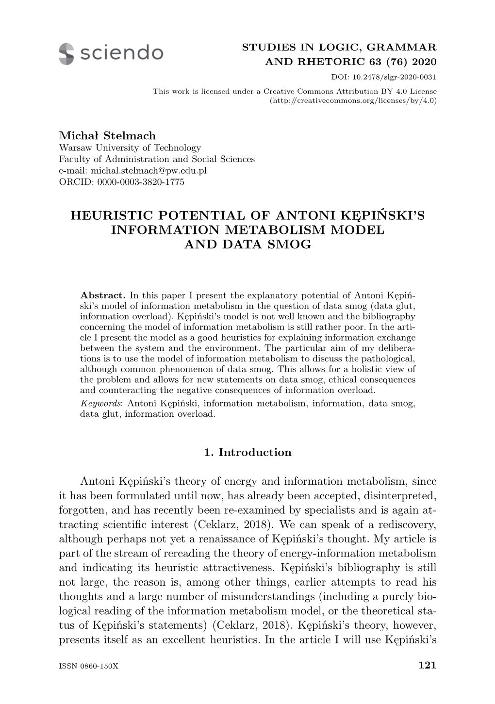 Heuristic Potential of Antoni Kępiński's Information