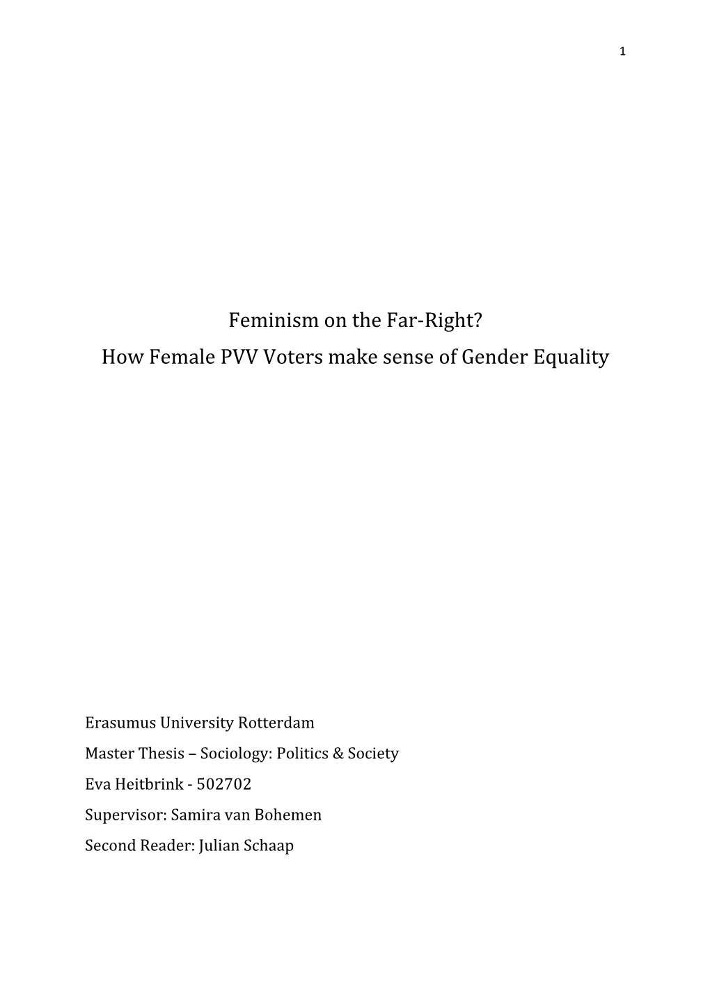 How Female PVV Voters Make Sense of Gender Equality