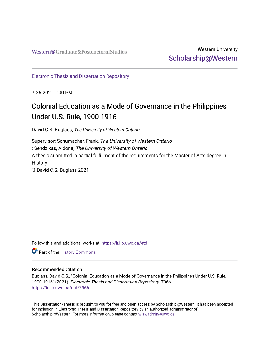Colonial Education As a Mode of Governance in the Philippines Under U.S