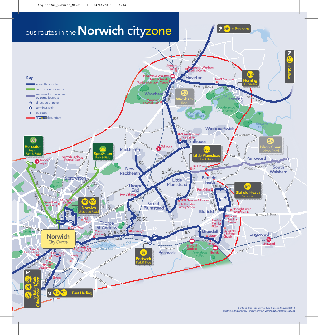 Bus Routes in the Norwich Cityzone 5 Stalham