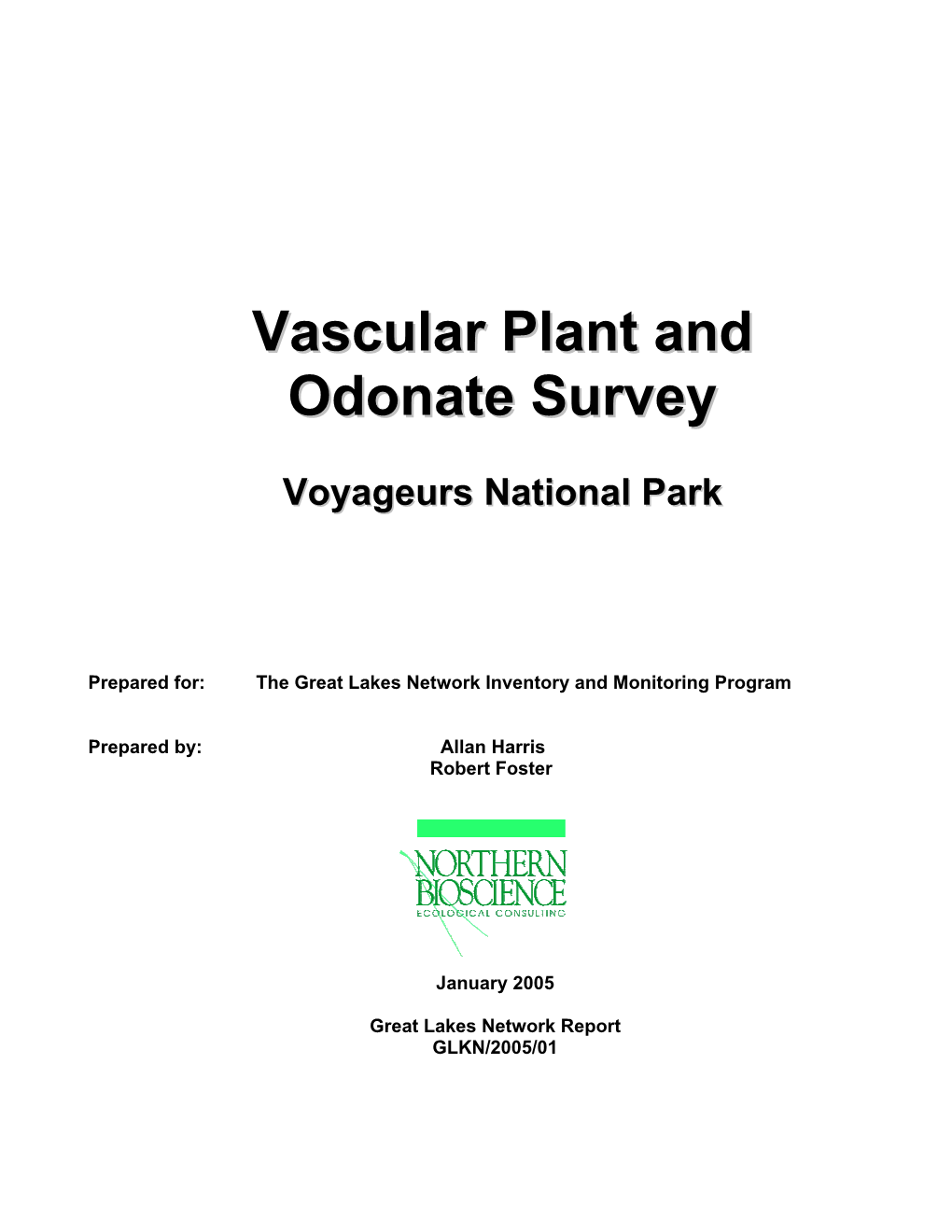 Vascular Plant and Odonate Survey Odonat E Survey