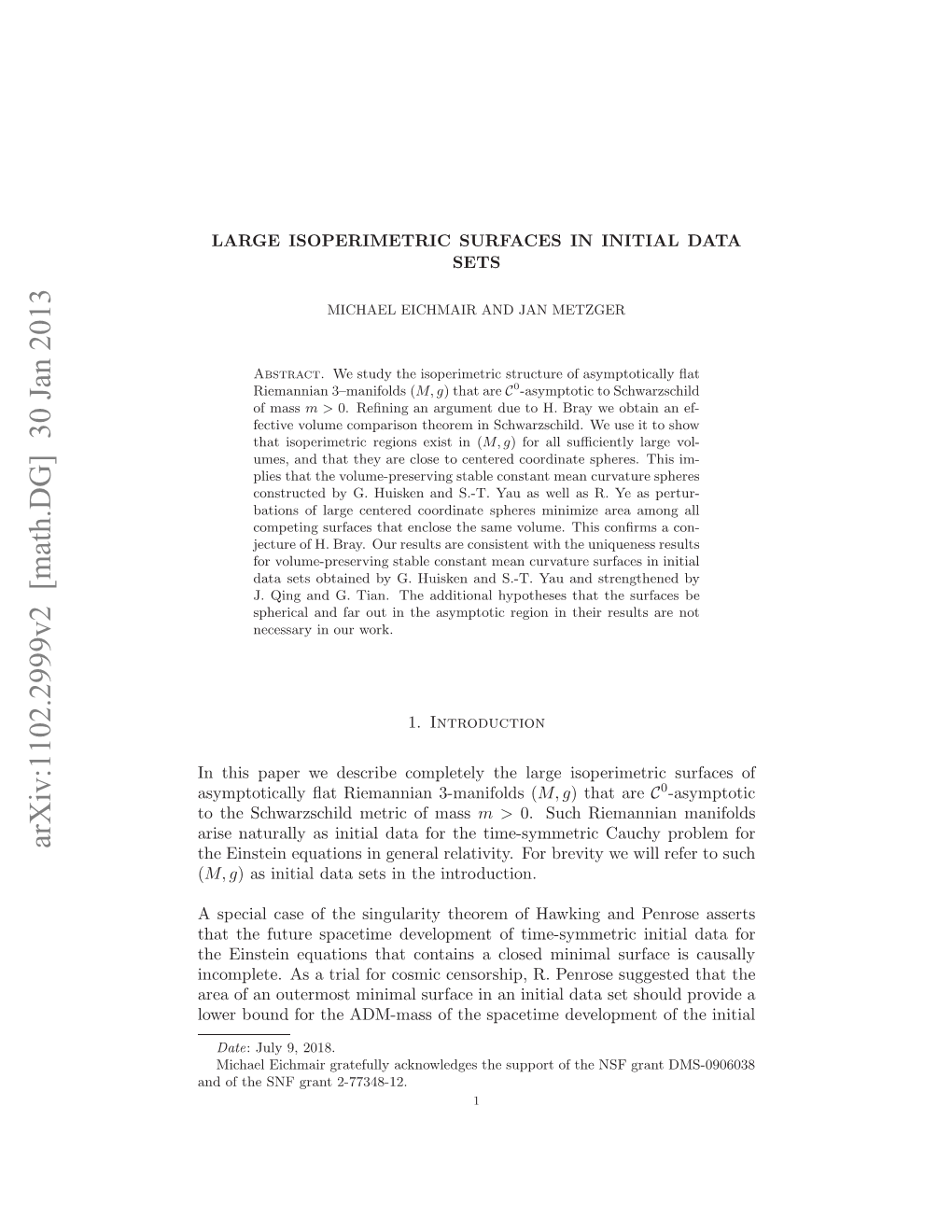 Arxiv:1102.2999V2 [Math.DG] 30 Jan 2013 N Ftesfgat2-77348-12