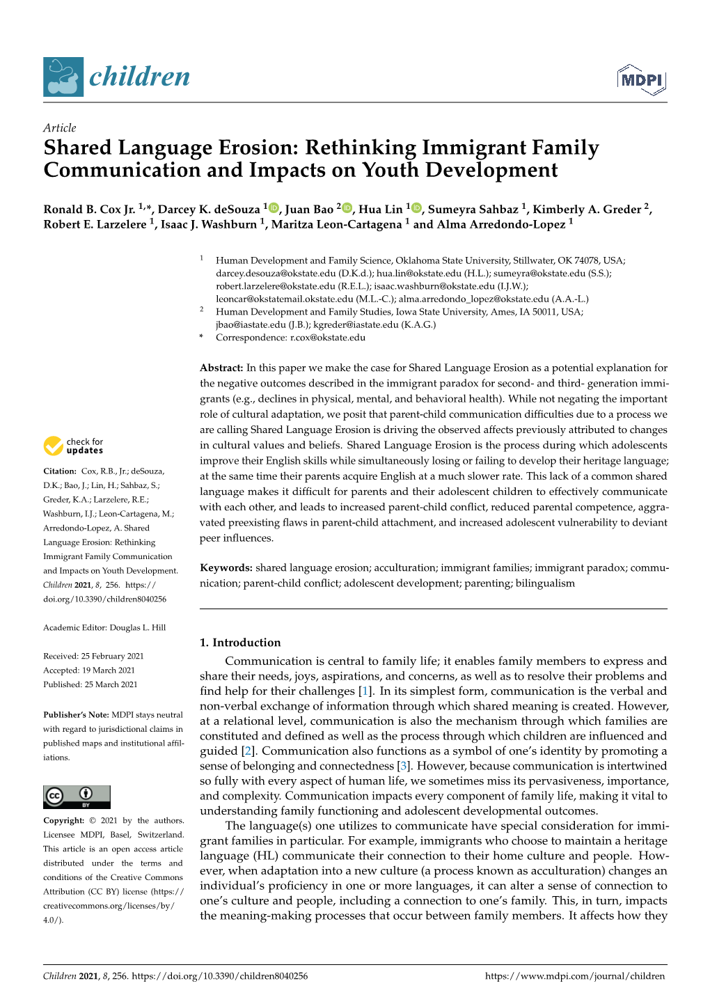 Shared Language Erosion: Rethinking Immigrant Family Communication and Impacts on Youth Development