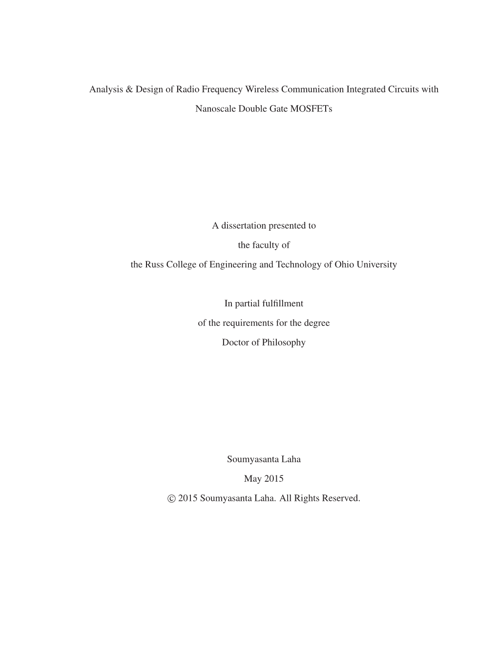 Analysis & Design of Radio Frequency Wireless Communication