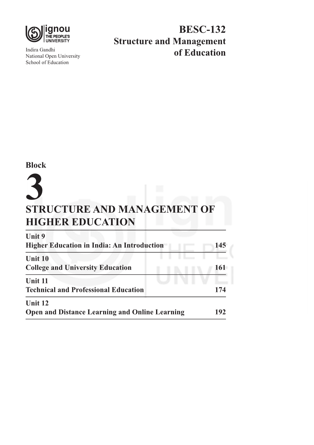 Structure and Management of Higher Education BESC-132