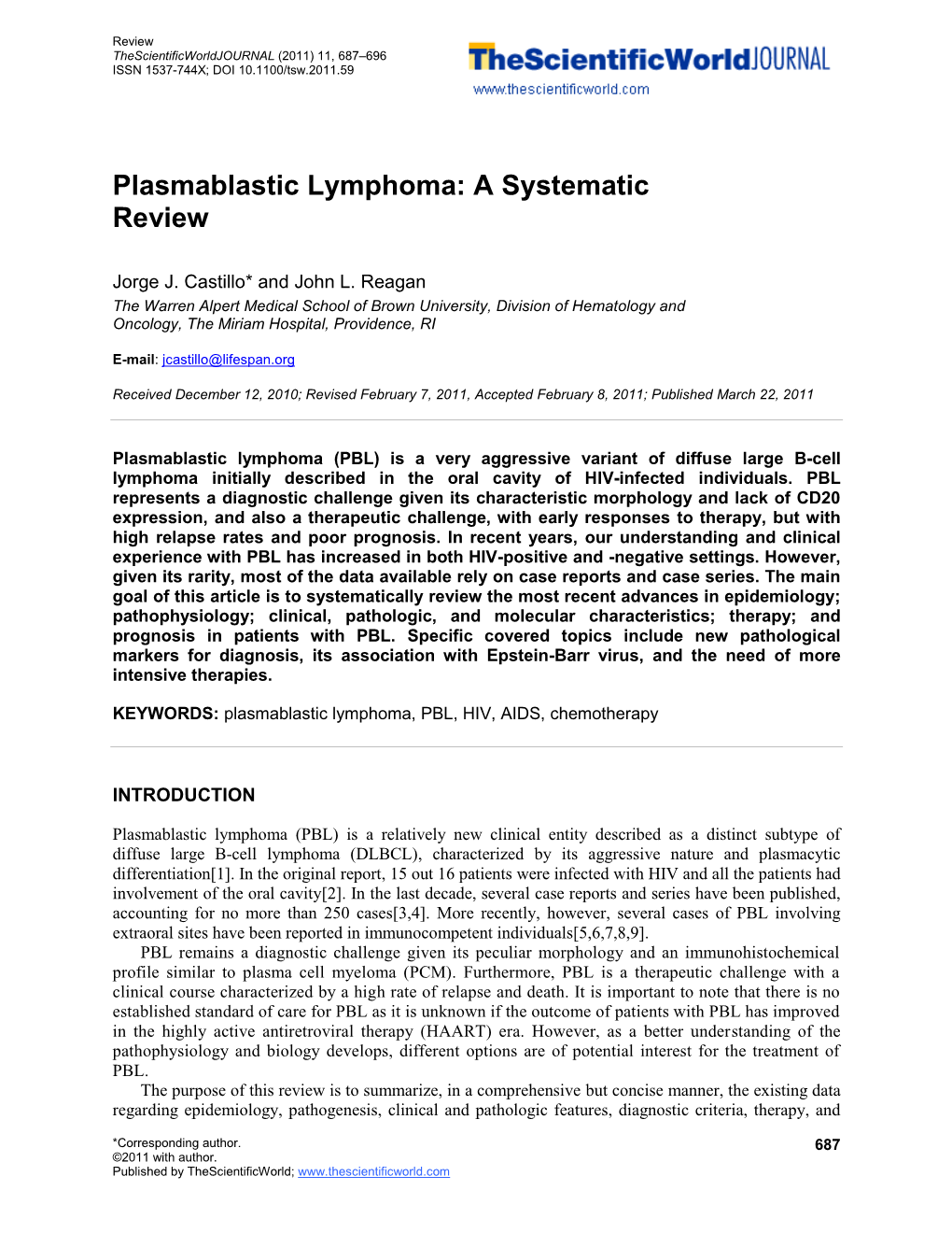 Plasmablastic Lymphoma: a Systematic Review