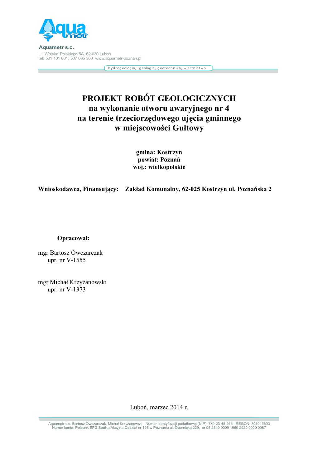 Projekt Prac Geologicznych