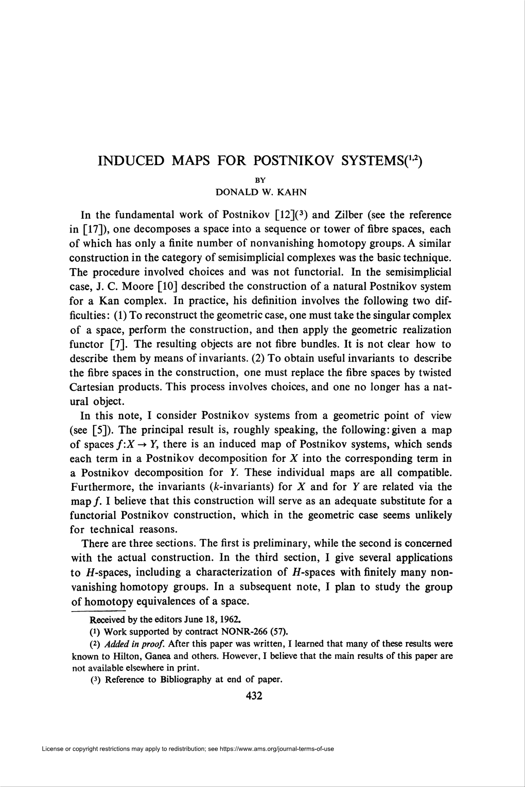 Induced Maps for Postnikov Systems('-2) by Donald W